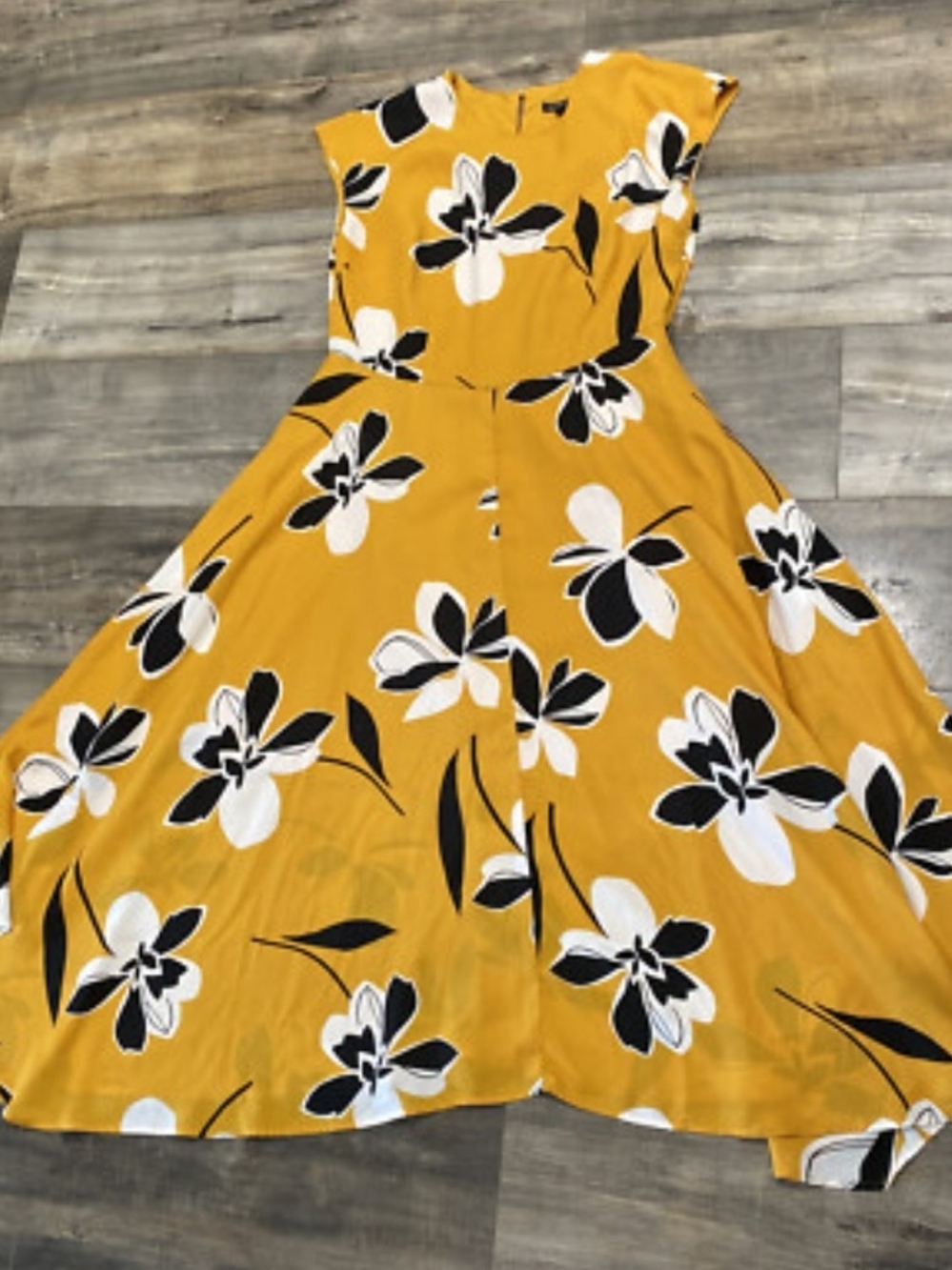 Who What Wear Target Yellow Floral Fit-and-Flare Midi Dress